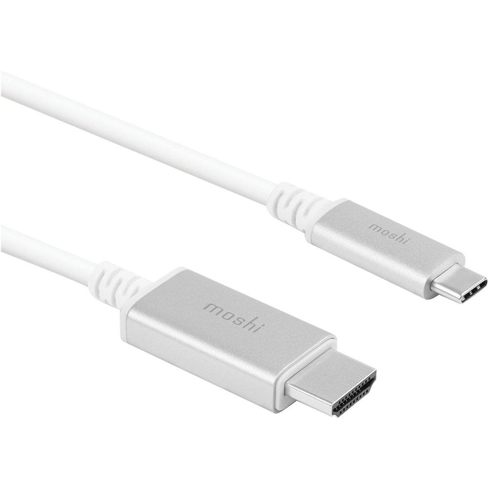 Left View: Moshi - 6.6' USB Type C-to-HDMI Cable - White