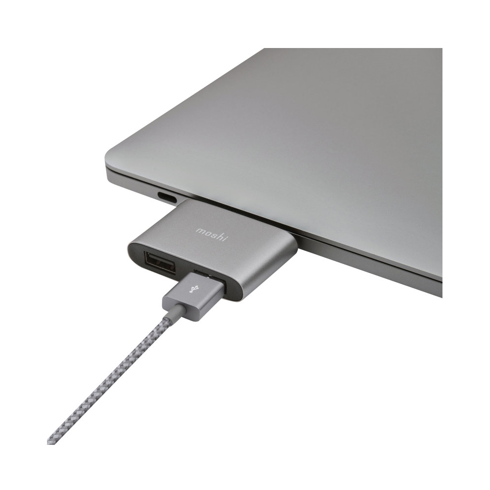 Angle View: Moshi - USB Type C-to-USB Type A Adapter - Titanium Gray