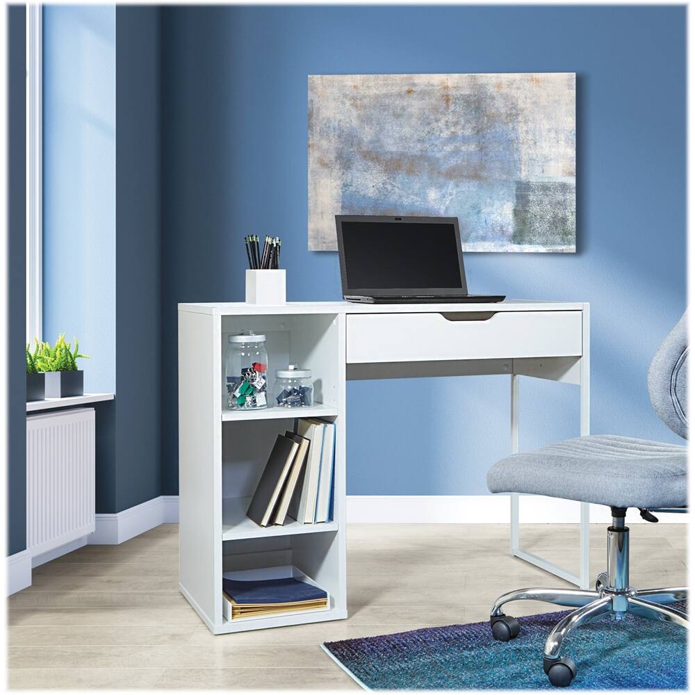 Alt View 15. OSP Home Furnishings - Ravel Rectangular Contemporary Engineered Wood 1-Drawer Desk - White.