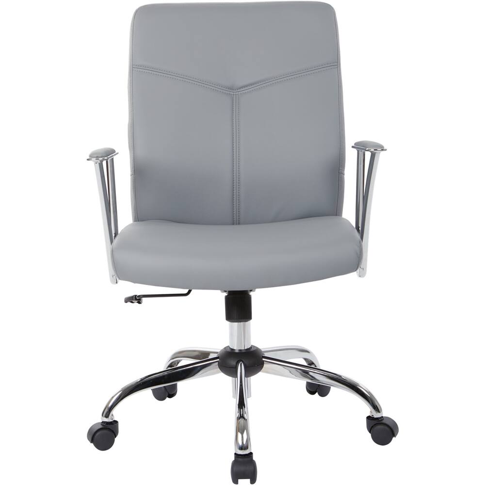 Front. OSP Home Furnishings - FL Series 5-Pointed Star Faux Leather Office Chair - Charcoal Gray.