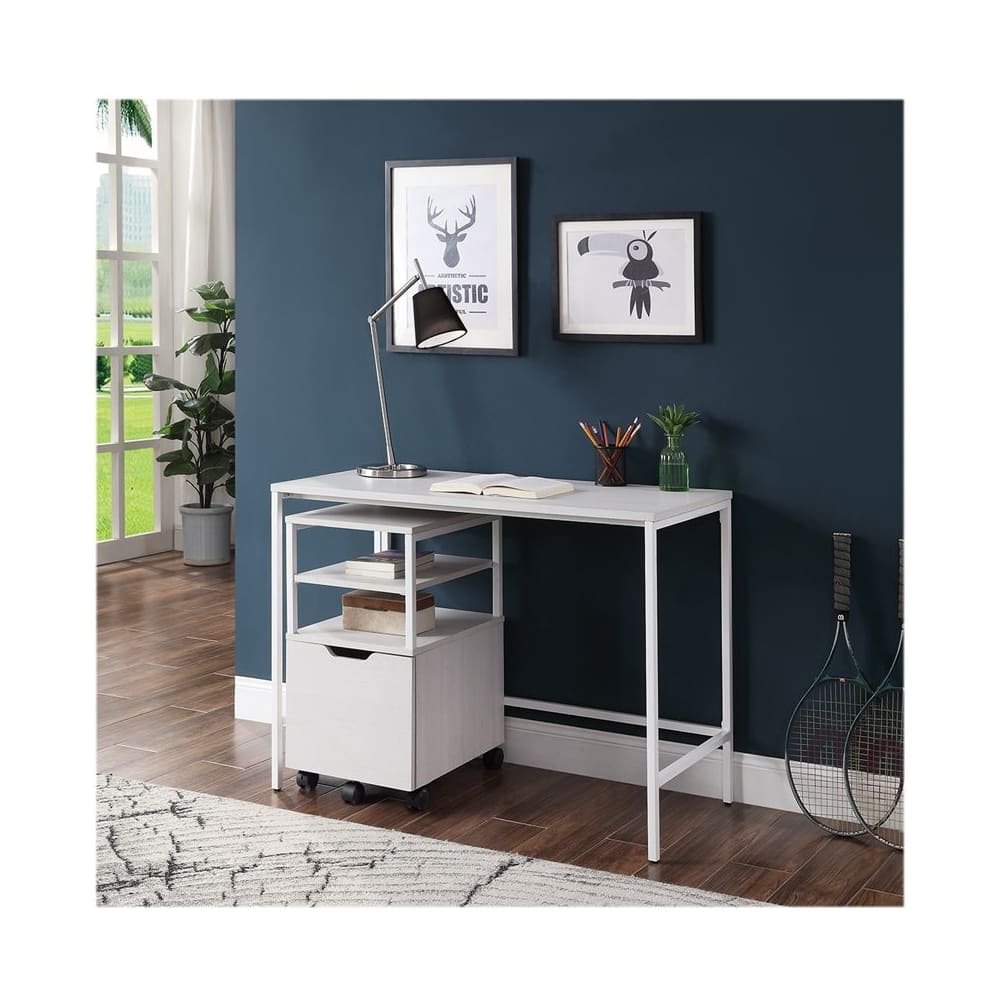 Angle. OSP Home Furnishings - Contempo Rectangular Office Desk - White Oak.