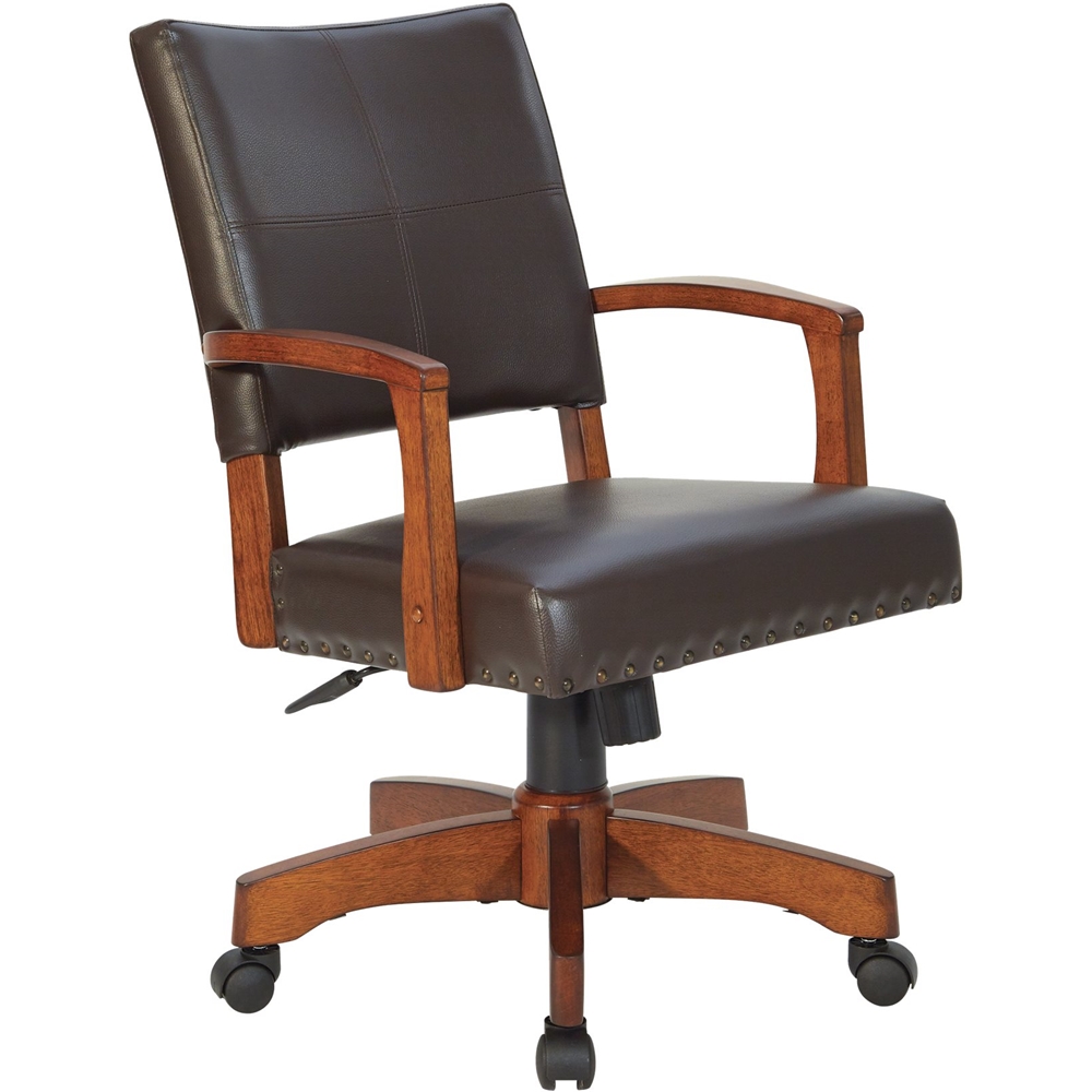 Left View: OSP Home Furnishings - Wood Bankers 5-Pointed Star Wood and Steel Office Chair - Espresso