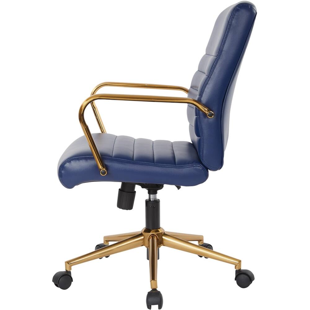 Angle. OSP Home Furnishings - Workspace Office Mesh Linen Fabric Chair - Navy.