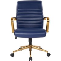 OSP Home Furnishings - Baldwin 5-Pointed Star Faux Leather Office Chair - Navy - Front_Zoom