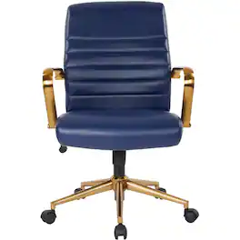 OSP Home Furnishings - Workspace Office Mesh Linen Fabric Chair - Navy