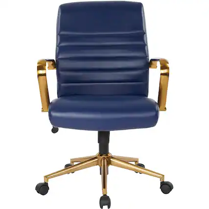 Front. OSP Home Furnishings - Workspace Office Mesh Linen Fabric Chair - Navy.