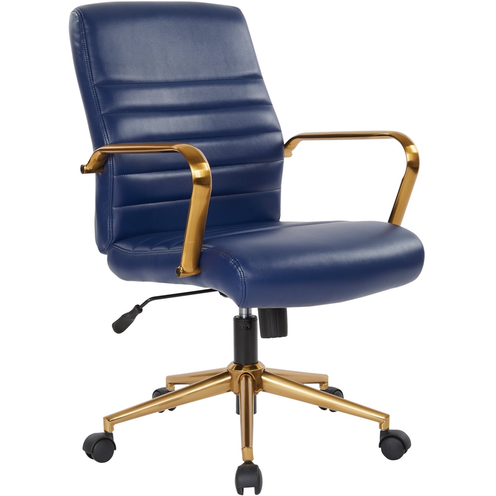 Left View: OSP Home Furnishings - Baldwin 5-Pointed Star Faux Leather Office Chair - Navy