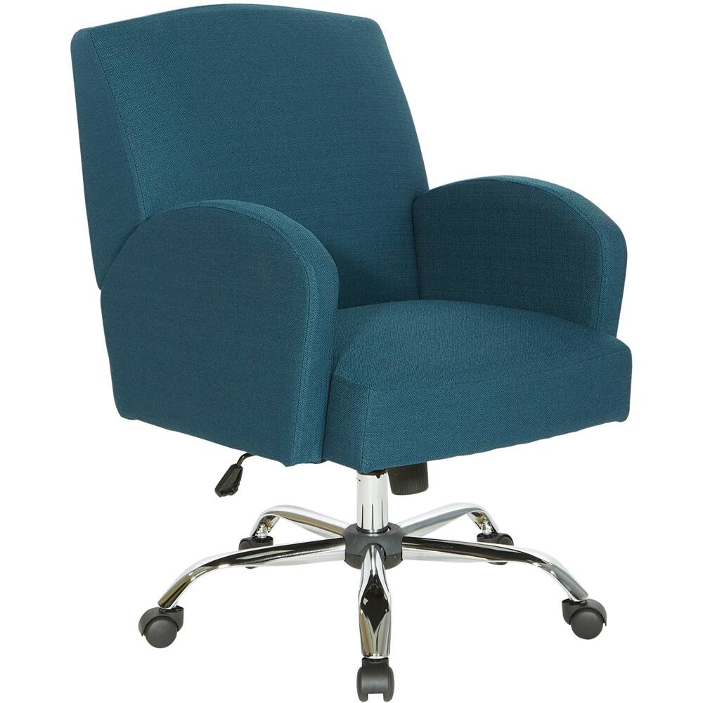 Left View: OSP Home Furnishings - Joliet 5-Pointed Star Office Chair - Azure