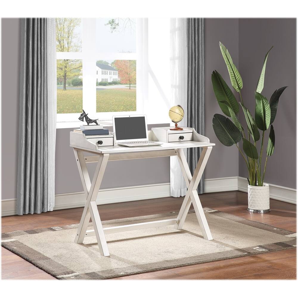 Alt View 16. OSP Home Furnishings - Barton Birch Veneer 2-Drawer Writing Desk - White Wash.