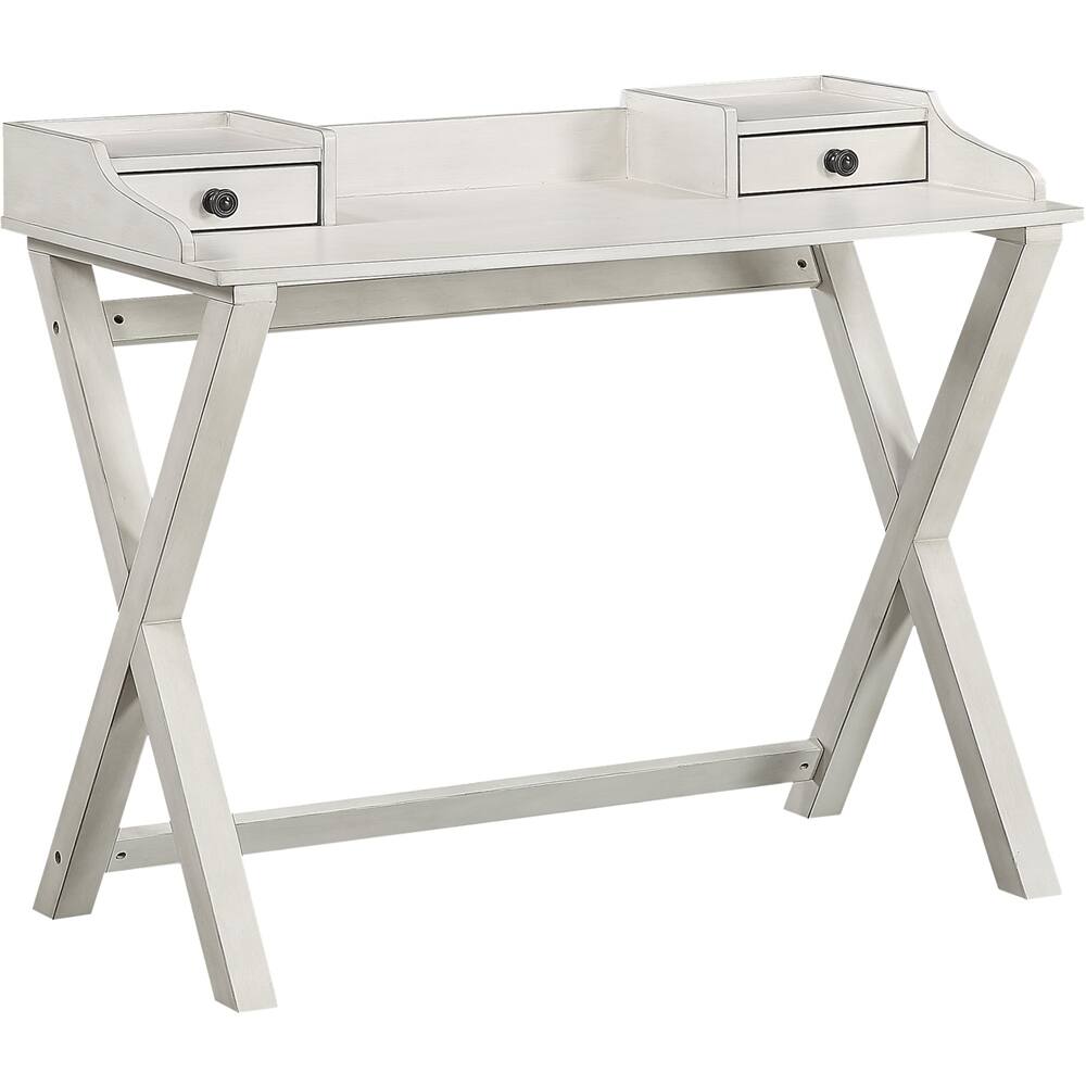 Left. OSP Home Furnishings - Barton Birch Veneer 2-Drawer Writing Desk - White Wash.