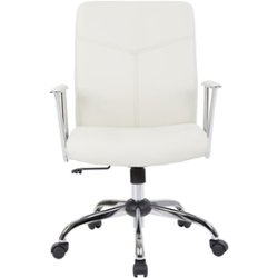 OSP Home Furnishings - FL Series 5-Pointed Star Faux Leather Office Chair - Cream - Front_Zoom