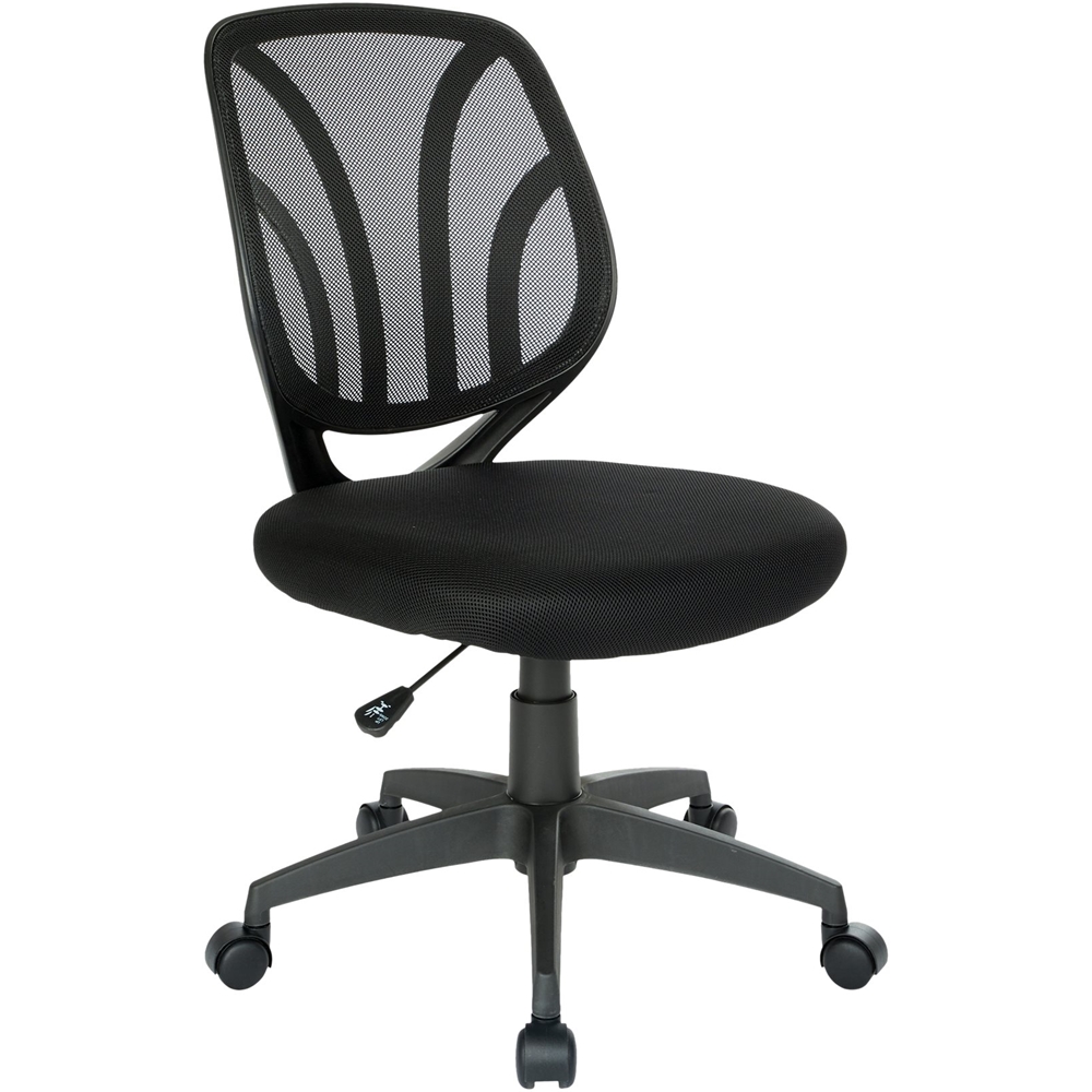 Left View: Office Star Products - Ventilated 5-Pointed Star Mesh Fabric Task Chair - Black