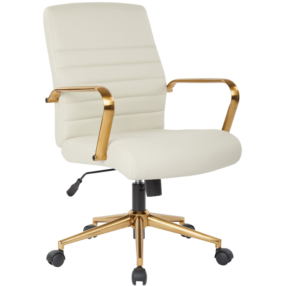 Left View: OSP Home Furnishings - Baldwin 5-Pointed Star Faux Leather Office Chair - Cream