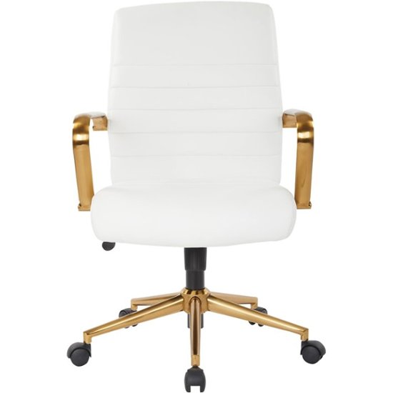 Osp Home Furnishings Baldwin 5 Pointed, White Faux Leather Office Chair