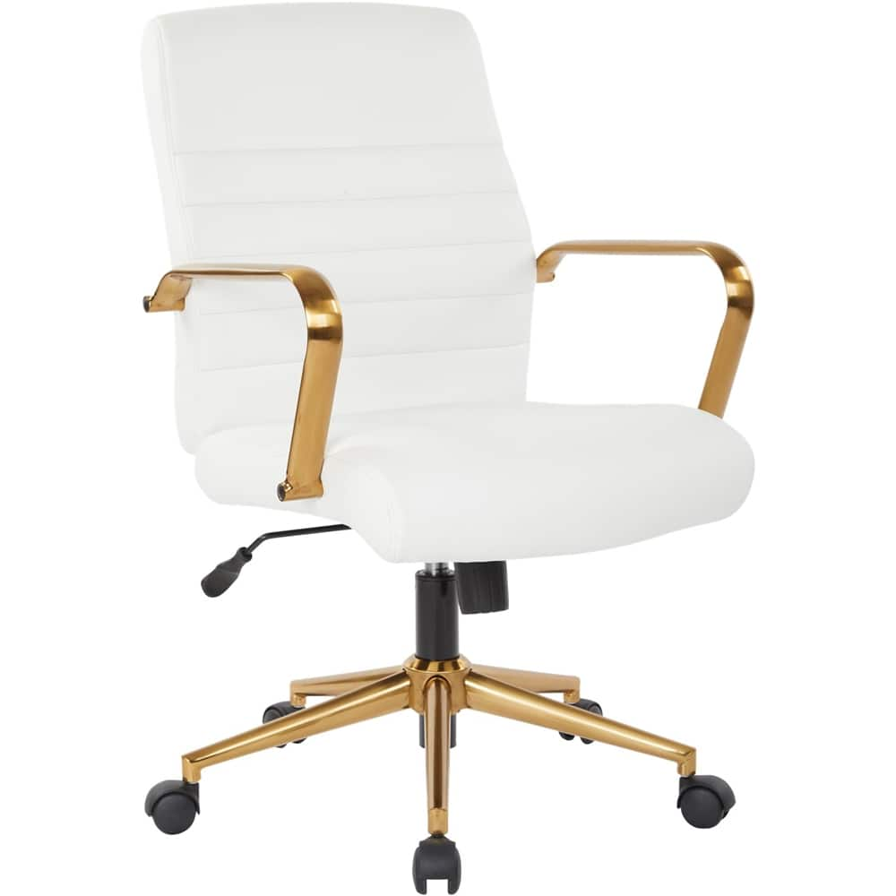 Left View: OSP Home Furnishings - Baldwin 5-Pointed Star Faux Leather Office Chair - White