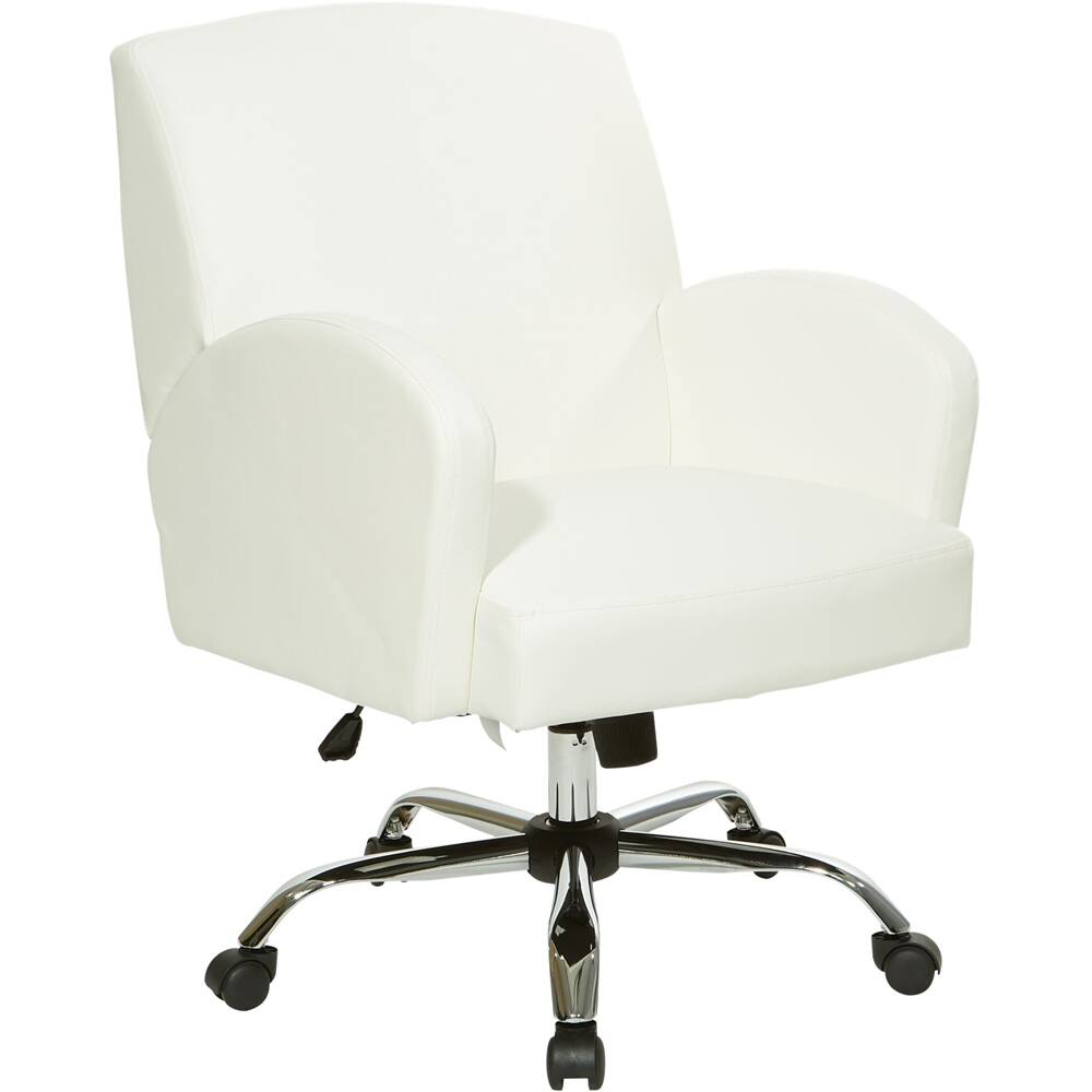 Left View: OSP Home Furnishings - Joliet 5-Pointed Star Office Chair - White Faux Leather