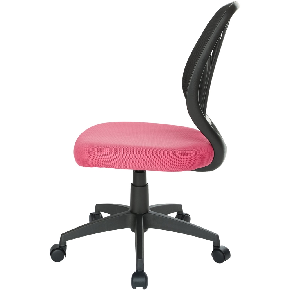 Angle View: Screen Back Office Chair with T Arms in Black fabric