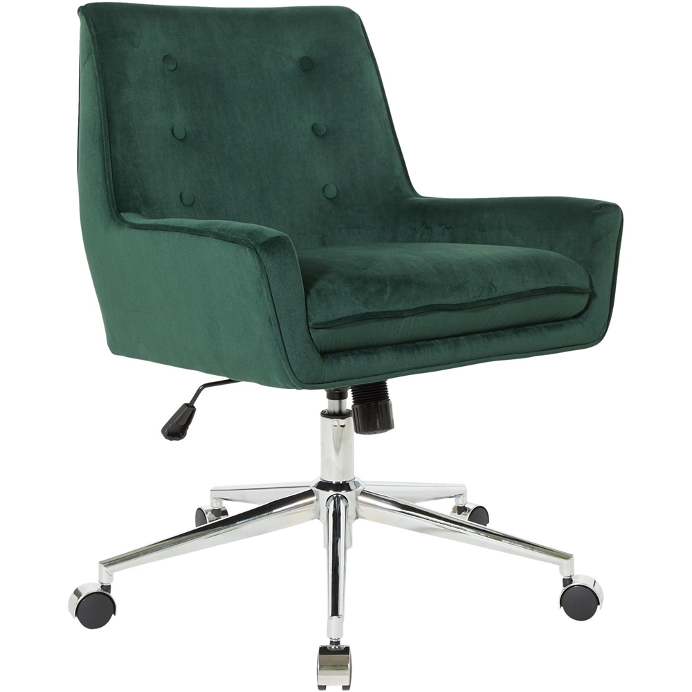 Left View: OSP Home Furnishings - Quinn 5-Pointed Star Steel Office Chair - Emerald Green