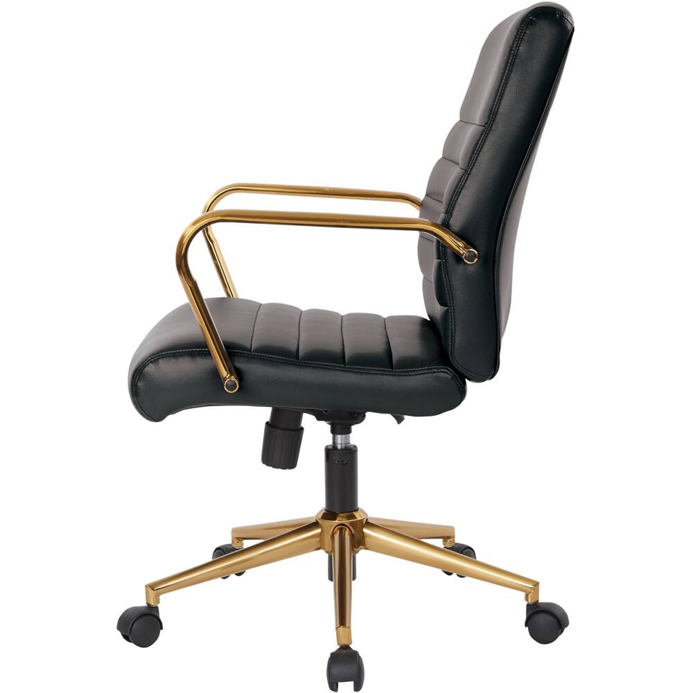 Angle. OSP Home Furnishings - Workspace 5-Pointed Star Mesh Linen Fabric Chair - Black.