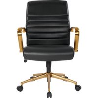 OSP Home Furnishings - Baldwin 5-Pointed Star Faux Leather Office Chair - Black - Front_Zoom