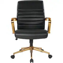 OSP Home Furnishings - Workspace 5-Pointed Star Mesh Linen Fabric Chair - Black
