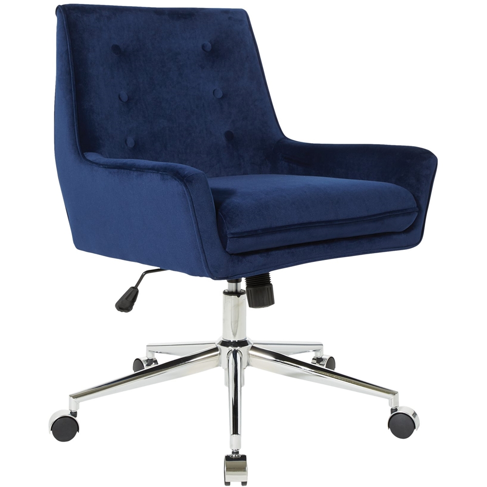 Left View: OSP Home Furnishings - Quinn 5-Pointed Star Steel Office Chair - Midnight Blue