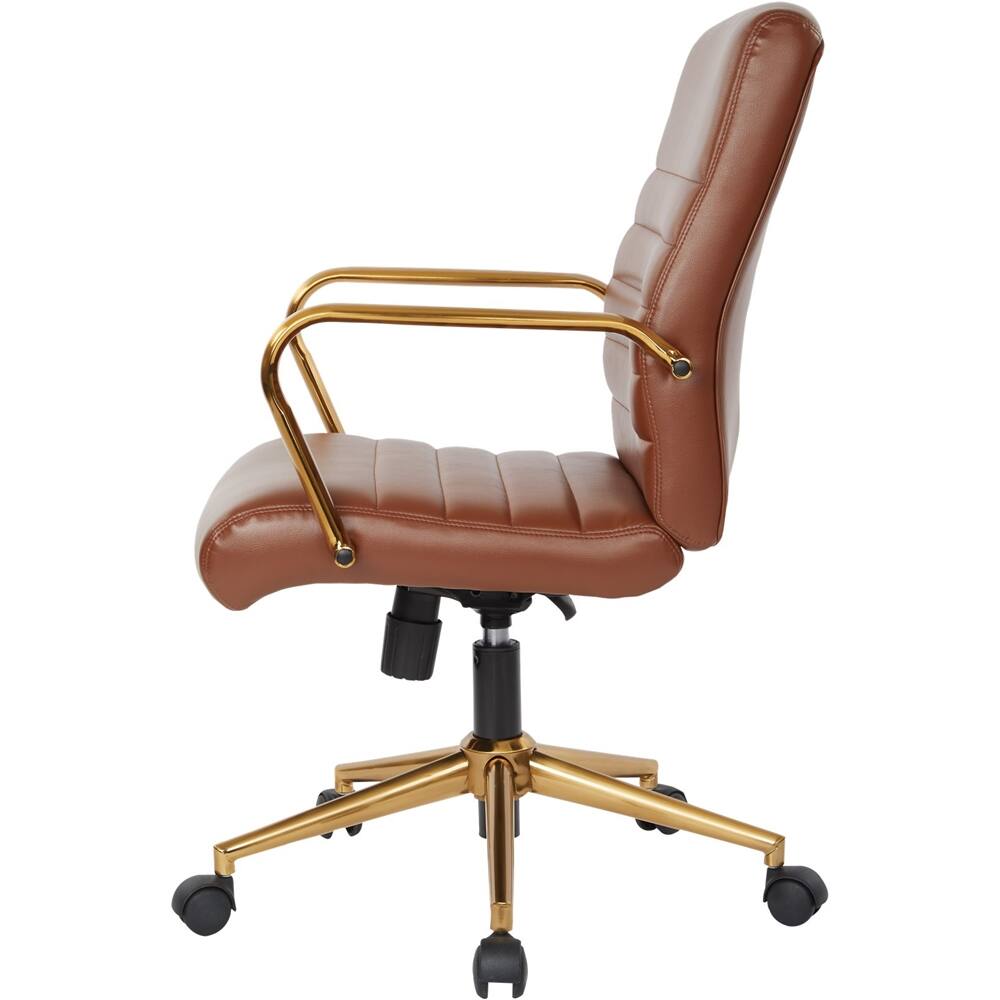 Angle. OSP Home Furnishings - Baldwin 5-Pointed Star Faux Leather Office Chair - Saddle.