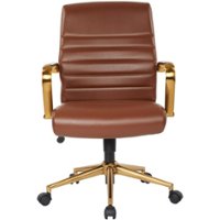 OSP Home Furnishings - Baldwin 5-Pointed Star Faux Leather Office Chair - Saddle - Front_Zoom