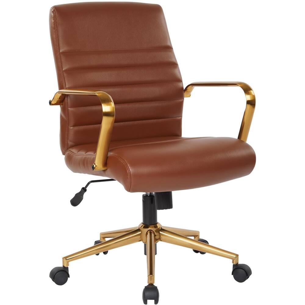 Left. OSP Home Furnishings - Baldwin 5-Pointed Star Faux Leather Office Chair - Saddle.