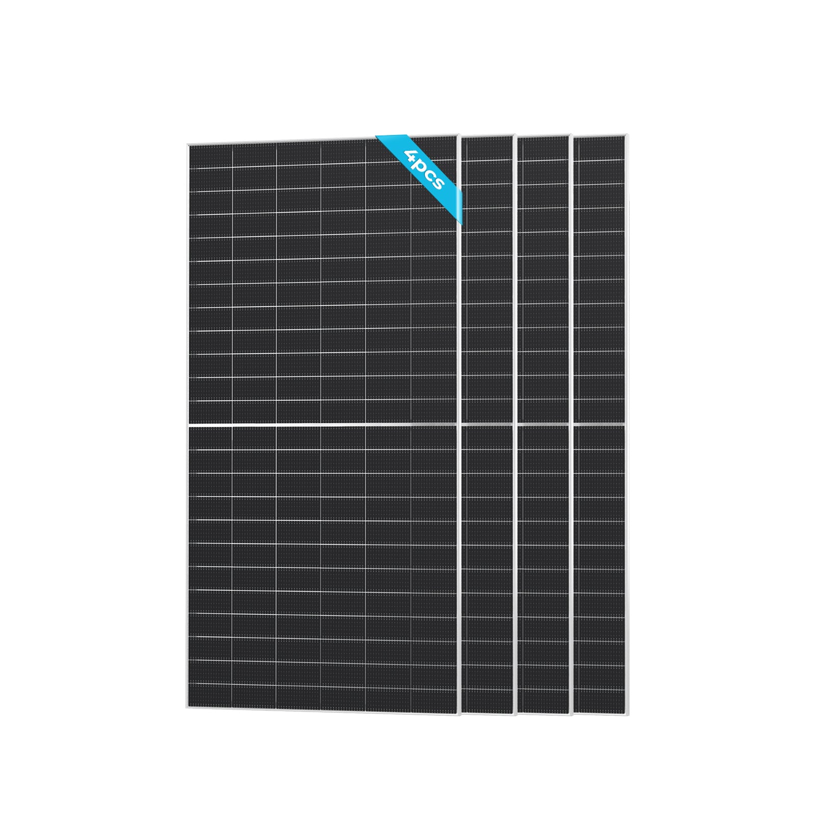 Renogy - 4-Piece 590W Bifacial 16BB N-Type Monocrystalline Solar Panel 2360W Back-up Power for Off-Grid RV, High Efficiency - Black