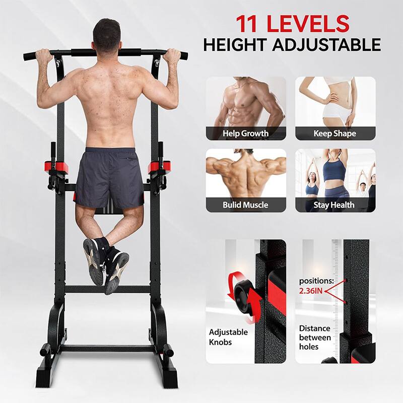 11 LEVELS HEIGHT ADJUSTABLE

Help Growth  
Keep Shape  
Build Muscle  
Stay Health

positions: 2.36IN Adjustable Knobs  
Distance between holes
