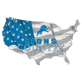 Fan Creations - Detroit Lions USA Flag Cutout Sign - Multicolor