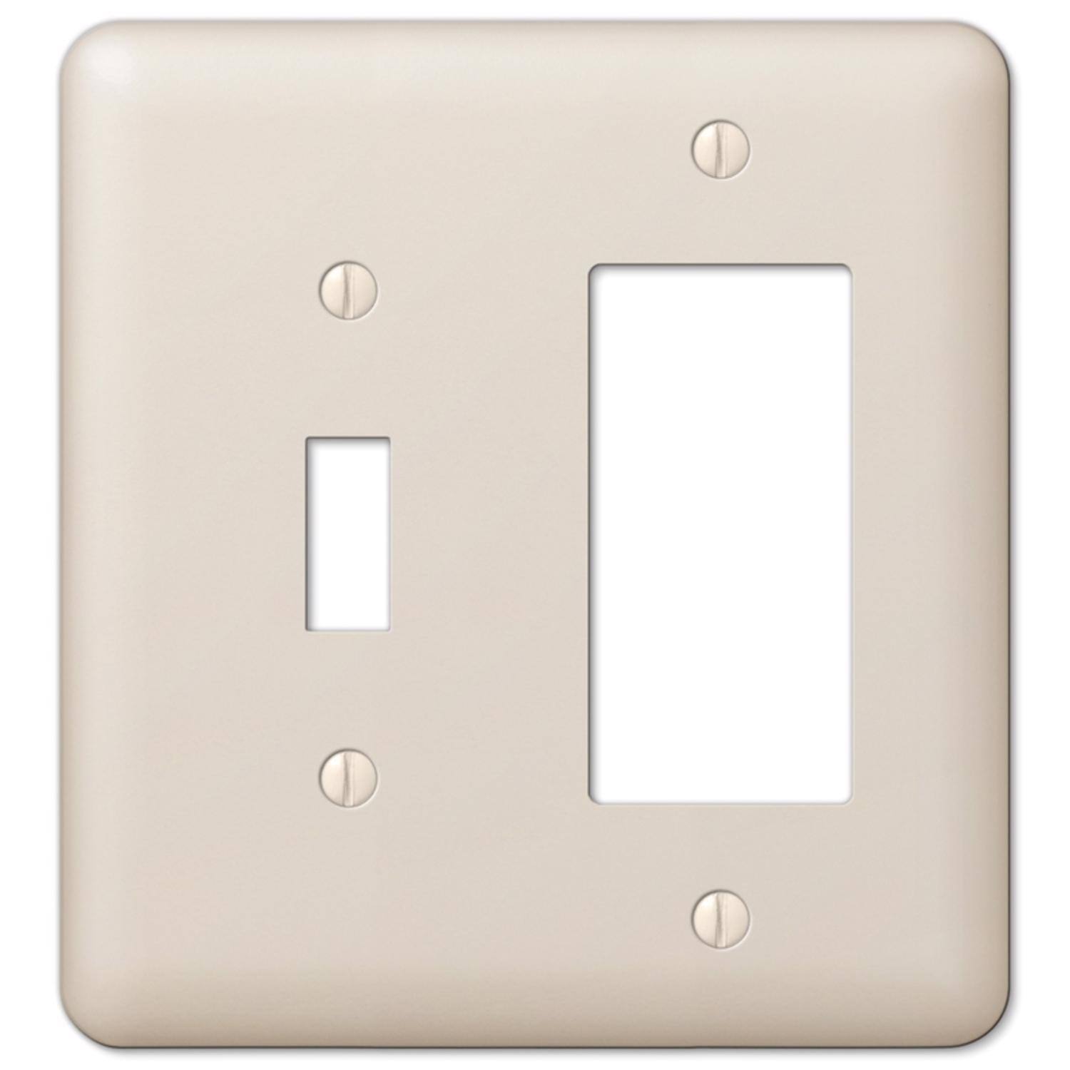 Angle. AMERELLE - Amerelle Devon Light Almond 2 gang Stamped Steel Decorator/Toggle Wall Plate 1 pk - Almond.