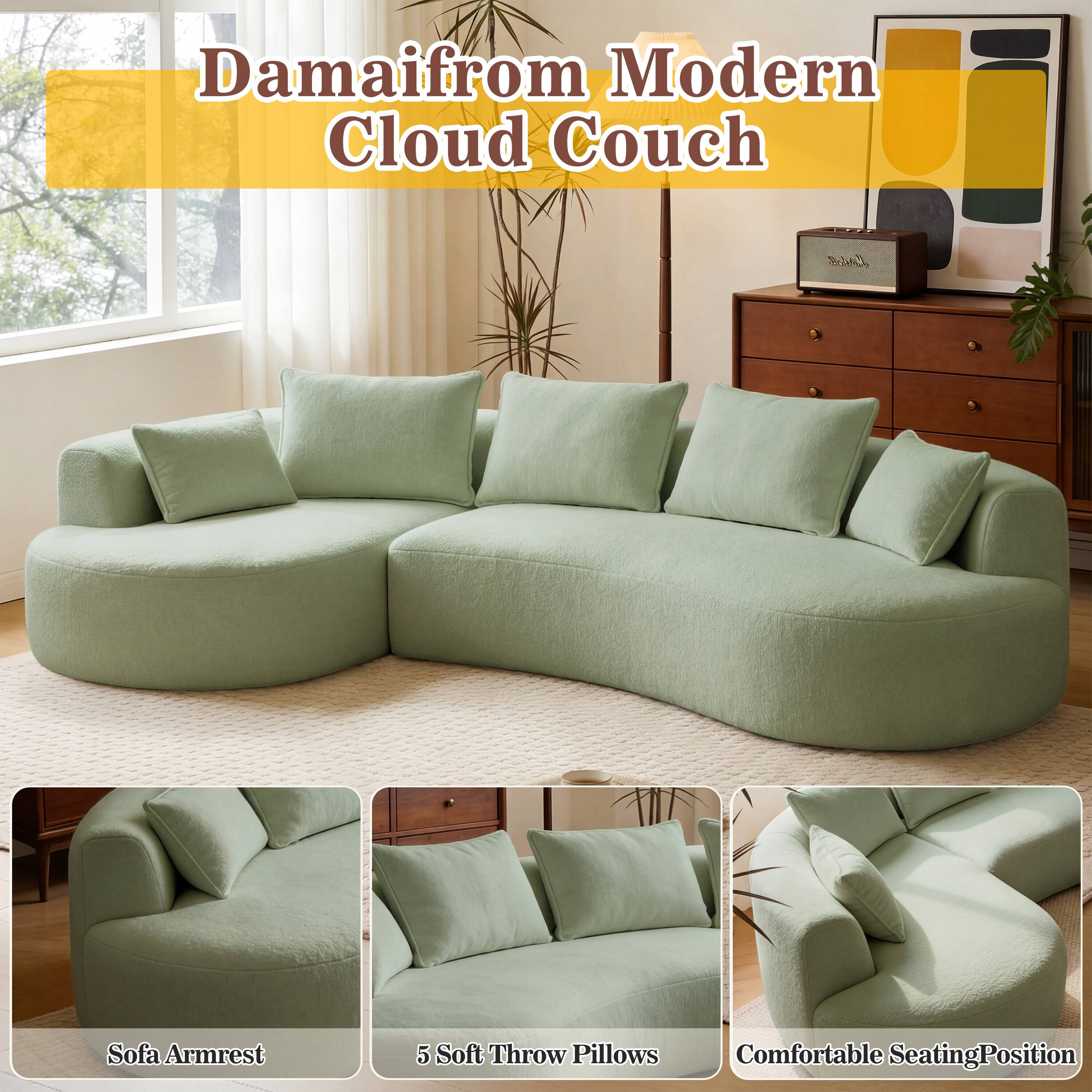 Damaifrom Modern Cloud Couch  
Lade Sofa Armrest  
5 Soft Throw Pillows  
Comfortable Seating Position