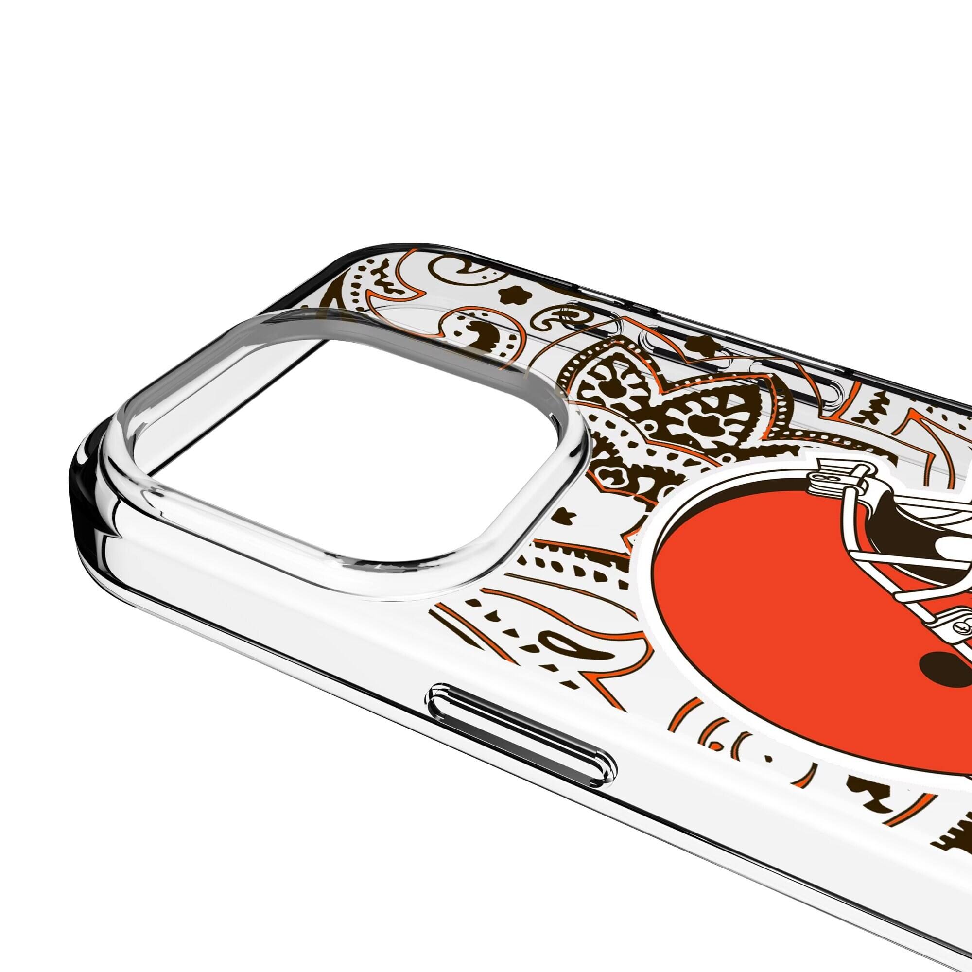 Alt View 2. Keyscaper - Cleveland Browns iPhone Clear Paisley Design Case - 14 Pro Max - Multicolor.