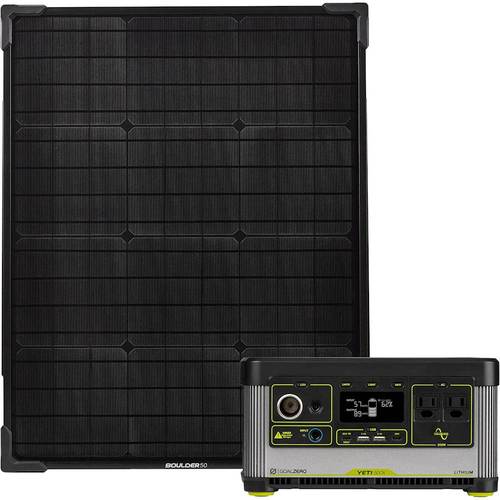 Goal Zero - Portable Solar Panel Kit (50W Boulder Panel & Yeti 500 WH Battery) - Black