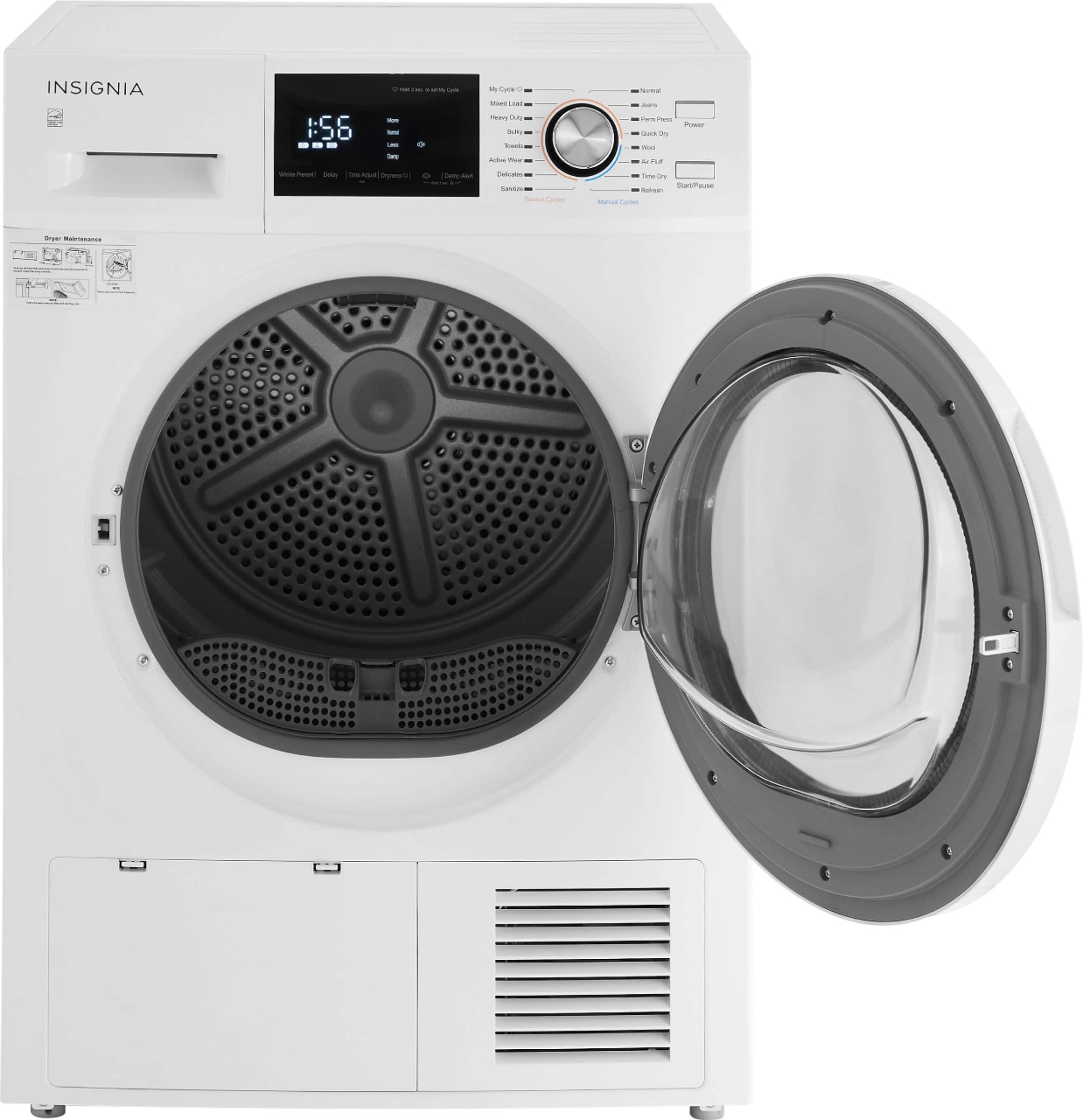 Alt View 17. Insignia™ - 4.4 Cu. Ft. 16-Cycle Stackable Electric Dryer with Ventless Drying andENERGY STAR Certification - White.