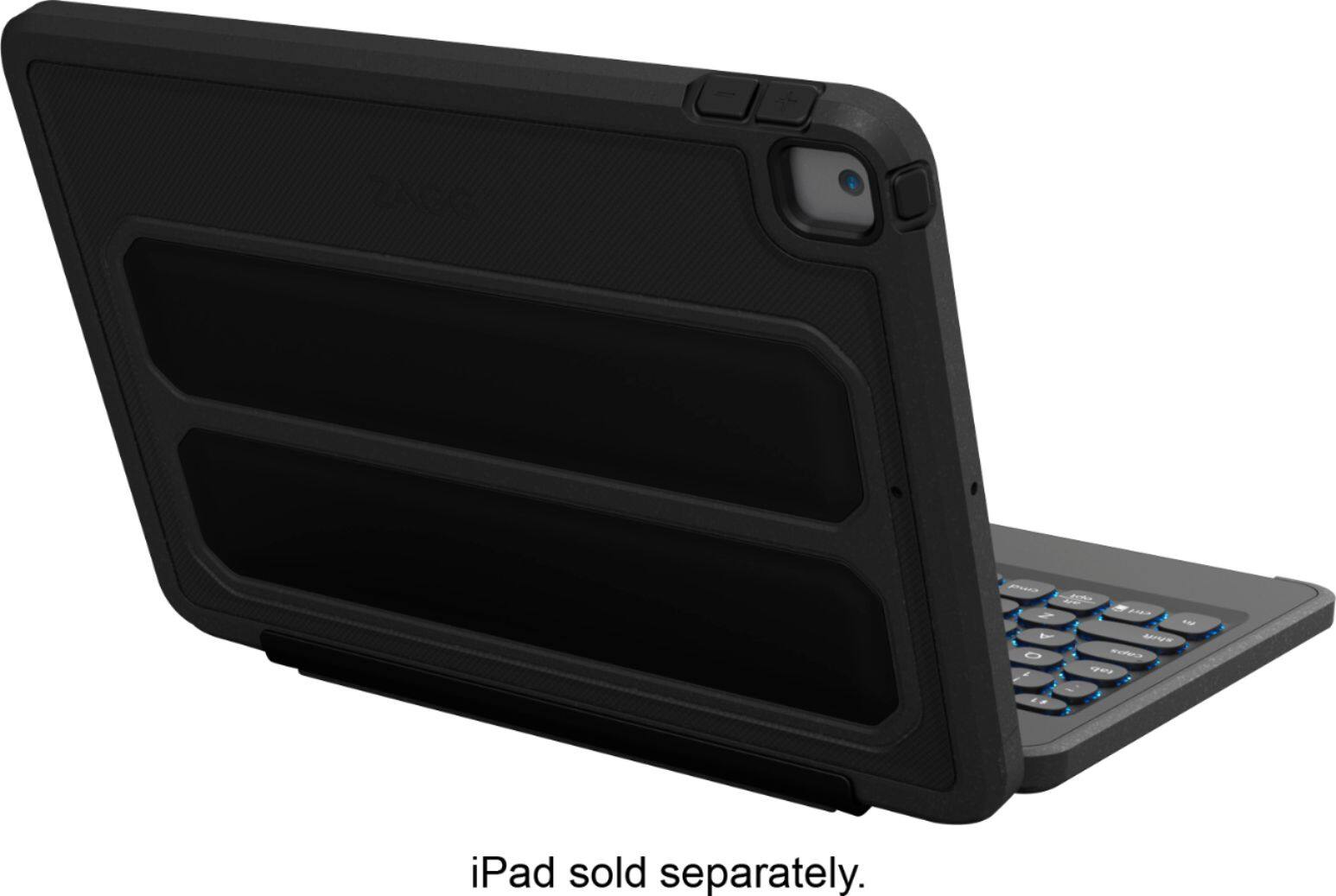 Angle. ZAGG - Rugged Book Keyboard & Case for Apple iPad 10.2” (7th, 8th, 9th Gen) and iPad Air 10.5" (3rd Gen) - Black.