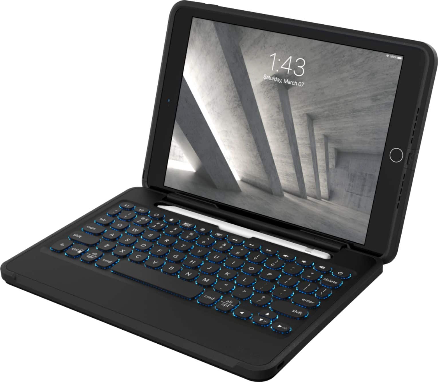 Front. ZAGG - Rugged Book Keyboard & Case for Apple iPad 10.2” (7th, 8th, 9th Gen) and iPad Air 10.5" (3rd Gen) - Black.