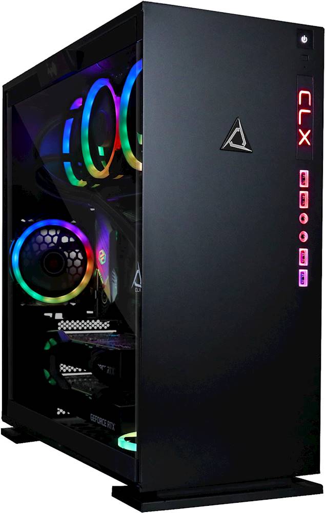 Angle View: CLX SET Gaming Desktop - AMD Ryzen 9 3950X - 64GB Memory - Dual NVIDIA GeForce RTX 2080 SUPER - 6TB HDD + 500GB NVMe SSD - Black/RGB