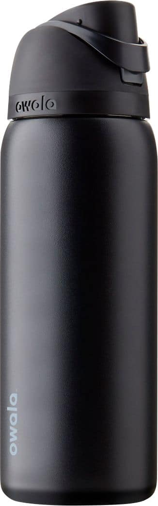 Angle. Owala - FreeSip Insulated Stainless Steel 32 oz. Water Bottle - Very Very Dark.