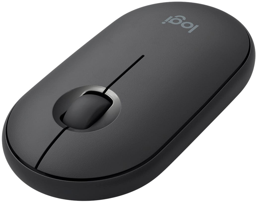 Front. Logitech - Pebble i345 Bluetooth Optical Ambidextrous Mouse for iPad - Graphite.