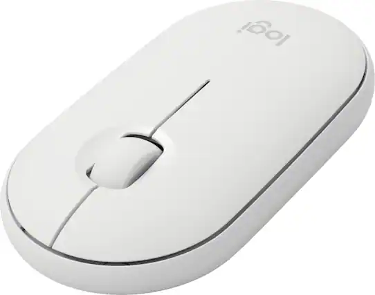 Front. Logitech - Pebble i345 Bluetooth Optical Ambidextrous Mouse for iPad - White.