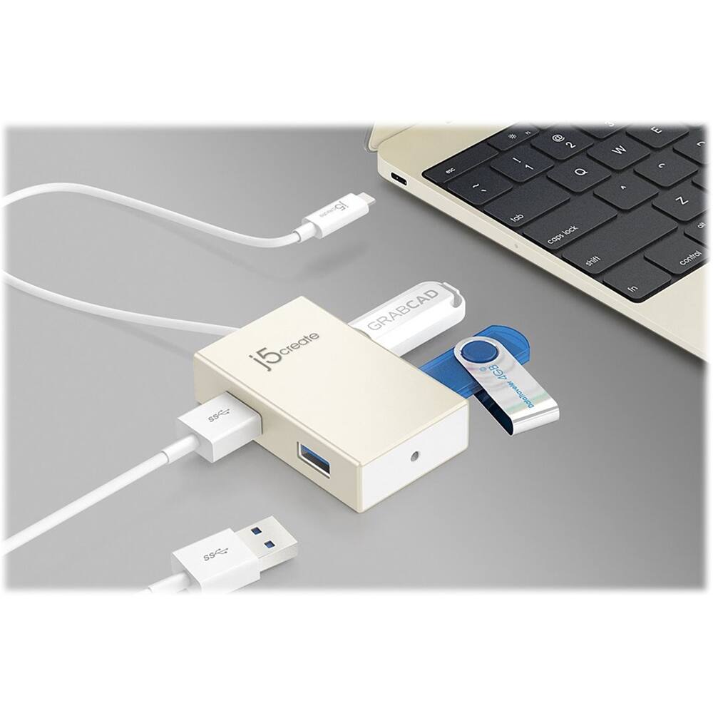 Alt View 12. j5create - USB-C 4-Port Hub - Champagne Metallic.