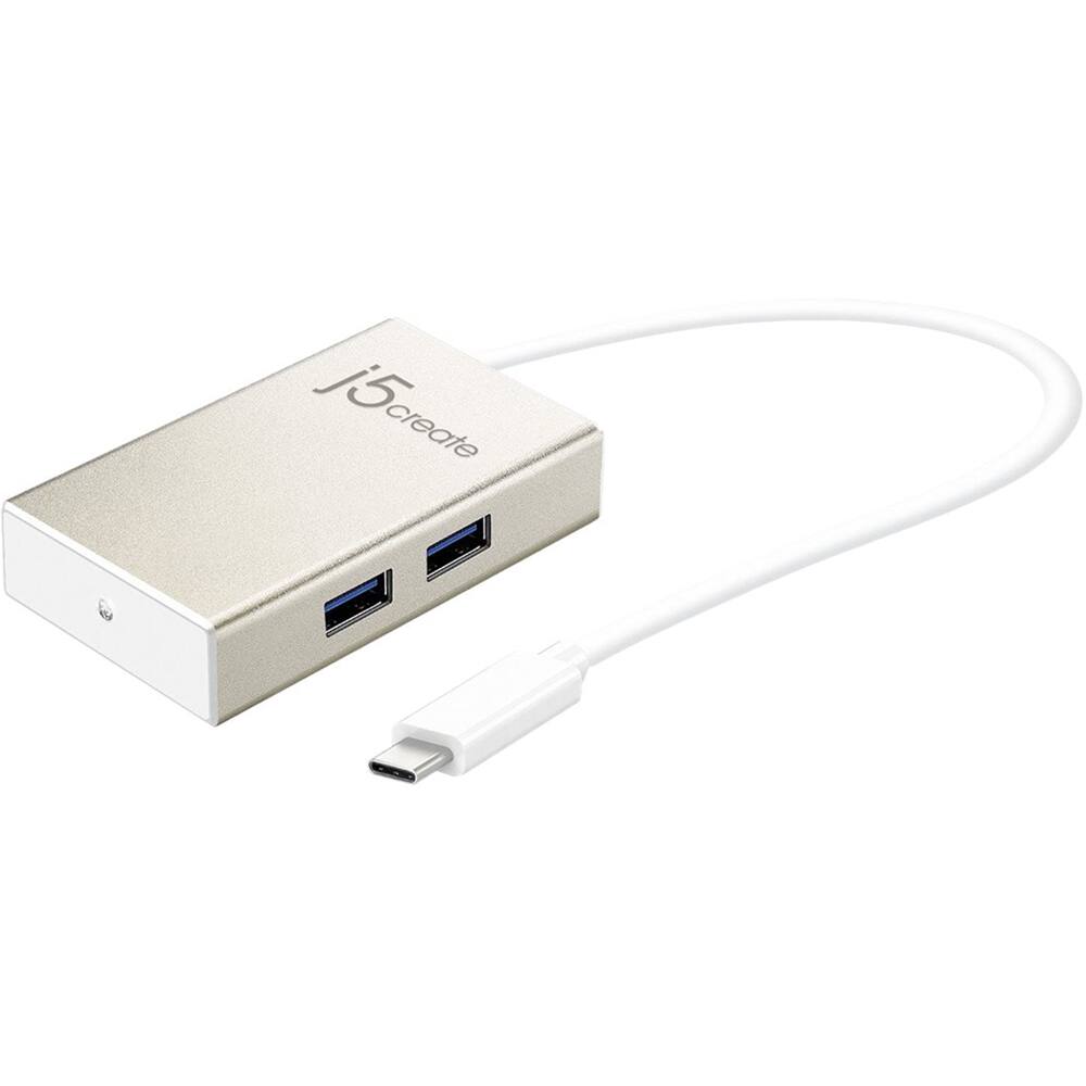 Left. j5create - USB-C 4-Port Hub - Champagne Metallic.