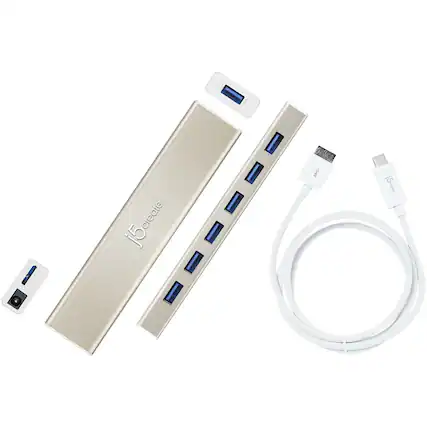 Front. j5create - USB-C 7- Port HUB - Silver.