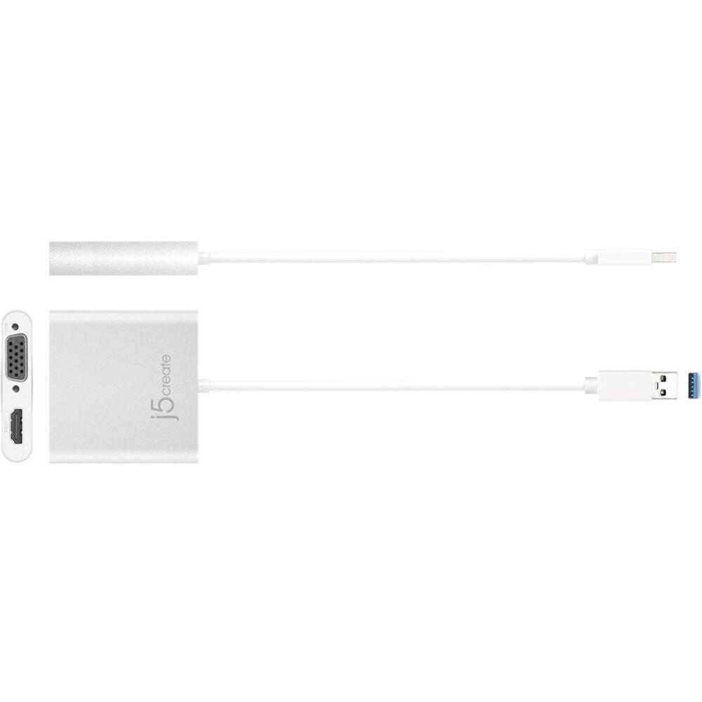 j5create USB 3.0 to Dual VGA HDMI MultiMonitor Adapter Silver JUA360