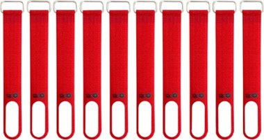 Wrap-It Storage - Cinch-Straps, 5" 10-Pack Write on Label for Cord Identification and Cable Management, Reusable Multi-Purpose Straps - Red - Angle_Zoom