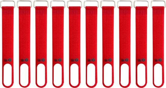 Angle. Wrap-It Storage - Cinch-Straps, 5" 10-Pack Write on Label for Cord Identification and Cable Management, Reusable Multi-Purpose Straps - Red.