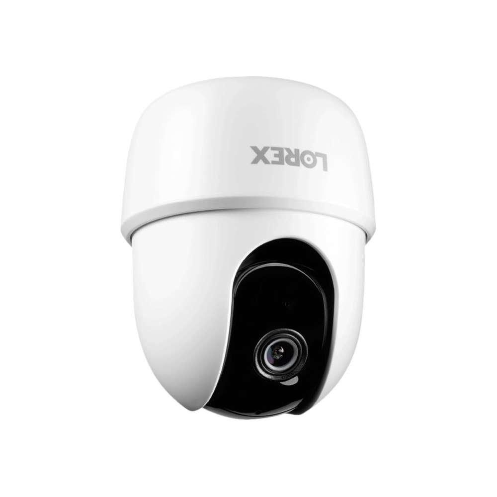 Left View: Lorex - Indoor Pan, Tilt and Zoom Wi-Fi Network Security Camera - White